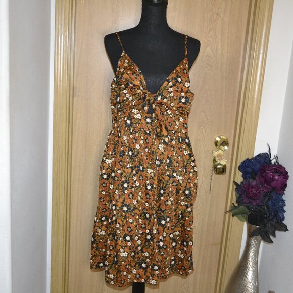 Gap Brown Harvest Spice Autumn Floral Fall Dress - Picture 1 of 7